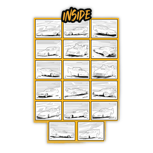 Illustrations of cars in a comic strip format with 'INSIDE' text at the top.