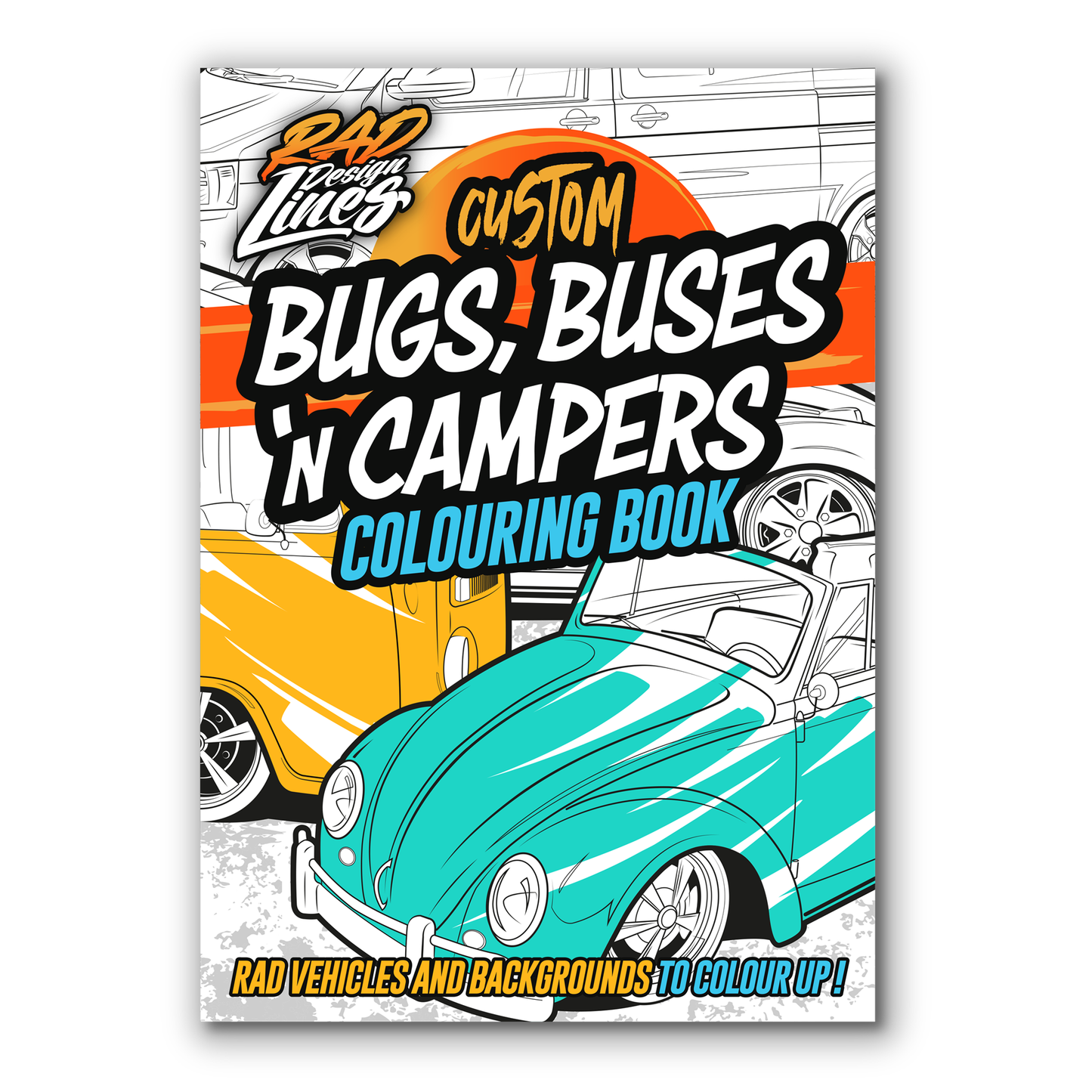 VW Themed Bugs, Buses 'n Campers A4 Colouring Book