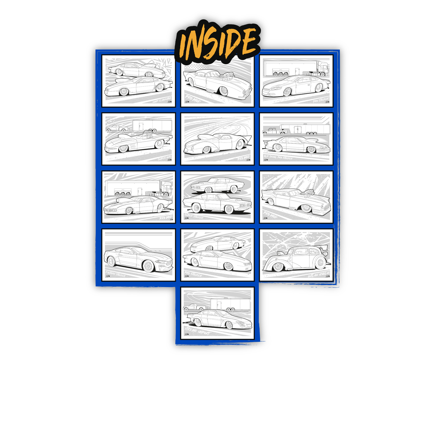 Drag Racing Door Slammers A4 Colouring Book