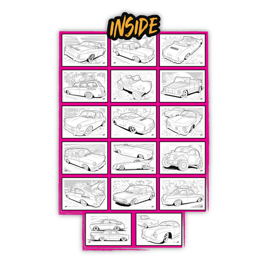 Ghias, Fastys and Buggies A4 Colouring Book