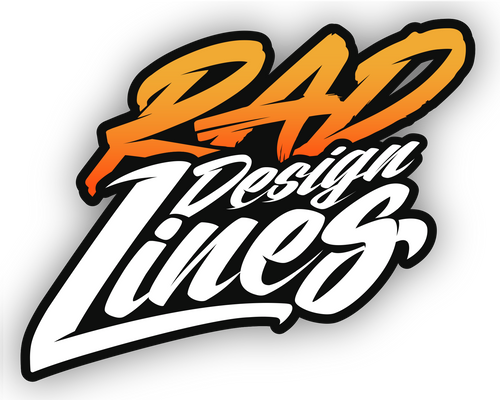 Logo with RAD Design Lines text on a white background